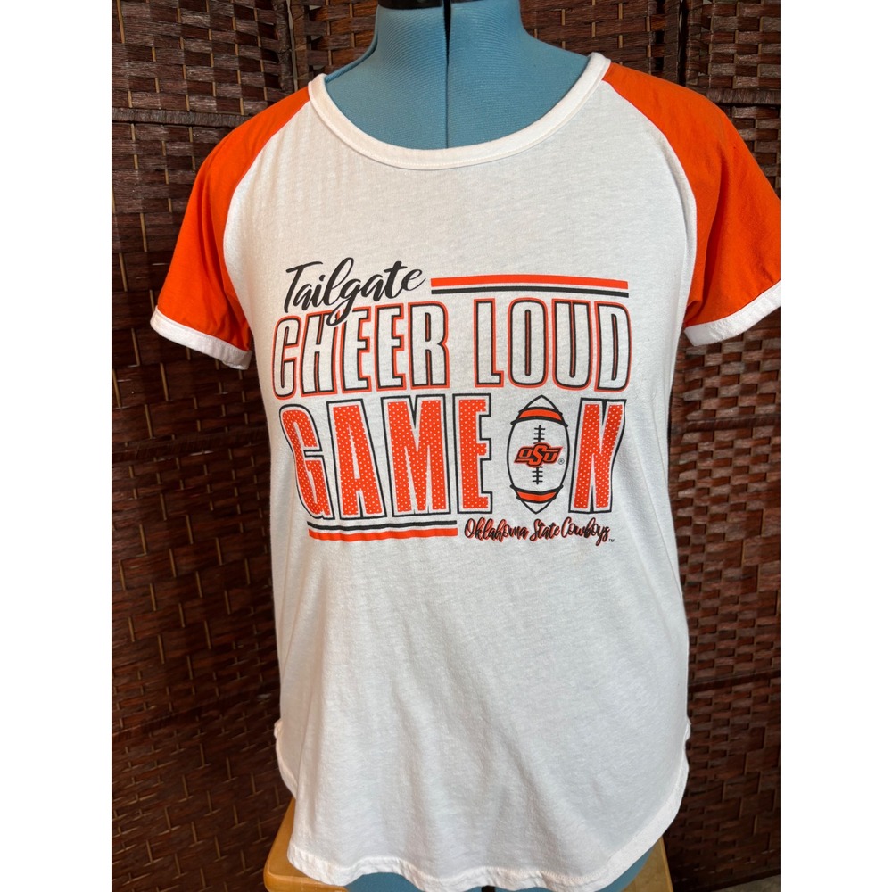 Russell Athletic Oklahoma State Cowboys OSU Tailgate Ringer Tee Orange White L